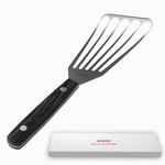 Fish Spatula with Curved Stainless Steel Blade, Vovoly Thin& Flexible Slotted Kitchen Turner Spatulas with Full Tang Handle, Dishwasher Safe Metal Flipper for Flipping Fish, Egg, Pancake, Meat