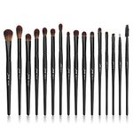 Jessup Eye Brushes Set, Vegan Makeup Brushes with Concealer Powder Eyeshadow Blending Eyeliner Spoolie Brush, 16pcs Premium Synthetic Black Cosmetic Brush T272