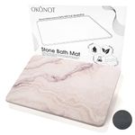 OKONOT 23.5” x 15” - Marble Stone Bath Mat, Natural Diatomaceous Earth Shower Mat, Non-Slip Ultra Absorbent Fast Drying (Picasso Grey, 1)