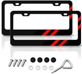 2 PCS Matte License Plate Frames Aluminum Alloy License Plate Cover Holder fits for All Dodge Universal License Plate Covers Accessories for Front and Rear Car Tags