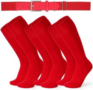 XZQTIVE 3 Pairs of Baseball Socks and 1 Baseball Belt Combo Set Adjustable Softball Belt and Softball Socks for Youth Adult