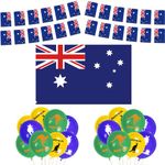 HONMOK Australian Party Decorations, Large Australian Flag, 8m Australian Flag Bunting Banner with 18PCS Kangaroo Balloons for Australia Decorations Baby Shower Birthday Party Voyage Decorations