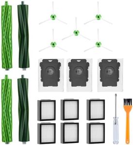 Pièces de Rechange pour iRobot Roomba Séries iRobot E5,E6,E7,i7,i7+,i7 plus,i4+,i3+,i6+,i8+,Accessoires Kit 4 Brosse Principales 6 Filtres HEPA 5 Brosses latérales 3 sacs à poussière