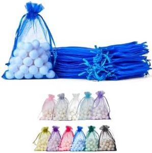 Soul Projekt [50 Unidades Bolsas de Regalo de Organza, para Regalos, Joyas, cumpleaños, Bolsas de Fiesta. Bolsas de Organza para Todas Las Ocasiones. Azul Real Organza Bags Royal Blue 10x15 x50