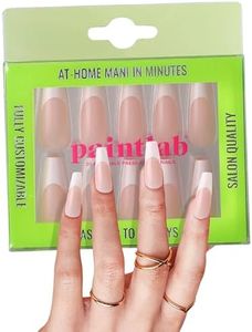 PaintLab Press On Nails - 30 Piece Fake Nails with Glue, Nail File, Prep Pad & Cuticle Stick | Non Toxic & Cruelty Free | Long Lasting & Complete Glue On Nails for Women & Girls (Classic French)