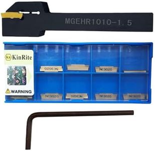 KinRite 12pcs 3/8” Grooving Tool Holder MGEHR1010-1.5 with MGMN150 Grooving Insert Cut Off Parting Tools Turning Insert Carbide Insert for Steel Grooving Width 0.06" (3/8" Groovinng holder + MGMN150)