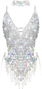 Neva Nude Moonlit Star White Sparkle One Piece Bodysuit Medium