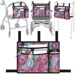 supregear Accessories Bag for Walker, Wheelchair, Rollator for Seniors, w/Cup Holder-Folding Walker Basket Large Capacity Waterproof Walker Caddy Pouch (Purple Floral)