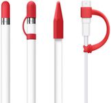 siduater [4-Pack] Silicone Protective Accessories for Apple Pencil 1st Generation, Includes 1 Apple Pencil Cap Replacements, Apple Pencil Cap Holder, Apple Pencil Tip Cover, Adapter Tether - Red