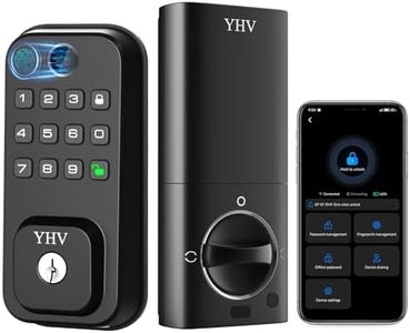 Keyless Entry Smart Door Lock with Code Electronic Fingerprint Keypad Deadbolt Lock for Front Door, Built-in WiFi, App Remote Control, Alexa & Google Voice Control, IP54, 10 Months Battery, Auto Lock