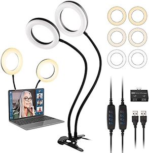 Dual Ring Light for Laptop, Computer, UPXDUMI 6 inch Desk Circle Light with Flexible Arm for Video Conferencing, Zoom Meetings, Streaming, Webcam Lighting, Video Recording, Photography, Makeup