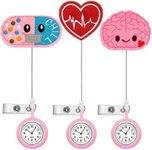 Marspark 3 Pcs 2024 Nurse Week Gifts Nurse Retractable Watch with Nurse Badge Reel Nursing Name Badge Holder for Nurse with Clip Cute Badge Holder for Doctor Teacher Student Nurse Gifts