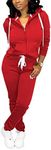 Sweatsuits for Women Set 2 Piece Outfits Pullover Long Sleeve Hoodies Jogging Suits Sweatpants Lounge Tracksuit with Pocket, 37-red, Medium