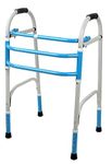 HOSPISAFE® Premium Double Bar Folding Adult Patient Walker - Lightweight Blue & Grey Height Adjustable for Senior & Paralysis Patients