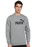 Puma Men's Cotton Crew Neck Regular Sweatshirt (58668003_Medium Gray Heather_L)