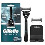 Gillette Intimate Razor for Men, Men’s Pubic Razor, Gentle and Easy to Use, Designed For Pubic Hair, 1 Razor Handle, 2 Razor Blade Refills