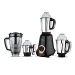 Bajaj Military Series Glamore 1000 W Mixer Grinder With 4 Jars (3 Stainless Steel Jars + 1 Fruit Filter Jar) | DuraCut Blades | Powerful Titan Motor | Unbeatable Toughness | 2 Yrs Warranty【Jet Black】