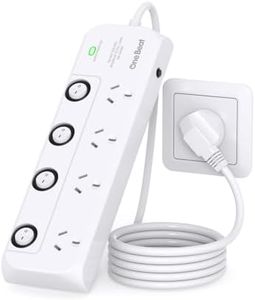 One Beat Power Board Surge Protector with Individual Switch,Power Strip with 4 AC Outlets, 1.2M Extension Cord 350 Joules Powerboard,Extension Board Wall Mount for Home,Dorm Room and Office