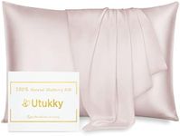 Utukky Pillowcase Silk Pillowcase (As Seen on TV) 19.7 x 27.6 inches (50 x 70 cm), 100% Silk Pillow Cover, 6A Rank, Envelope Type, for Both Sides, Silk Type, Envelope Type, Pillow Case for Beautiful