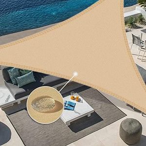 Sunnylaxx 3.6 x 3.6 x 3.6 m Triangular Waterproof Sun Protection Awning, Colour Sand, 95% UV Protection, for Outdoor Use, Garden