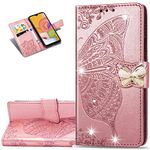 LEMAXELERS Samsung Galaxy J3 2018 Case Bling Diamond Butterfly Embossed Wallet Flip PU Leather Magnetic Card Slots with Stand Cover for Samsung Galaxy J3 2018 Diamond Butterfly Rose Gold SD