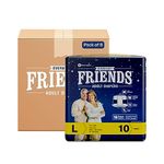 Friends Overnight Adult Diapers Tape Style - 80 Count (Large) with odour lock and Anti-Bacterial Absorbent Core- Waist Size 29.53-57.09 Inch ; 75-145 Cm