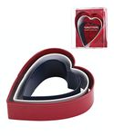 Heart Cookie Cutter Set, 3 Pc. Kit, Bake Chocolate Chip, Shortbread, Sugar, and Christmas Cookies, Fun Holiday Stainless Steel Metal Shapes for Kids or Adults, Small, Medium, Large