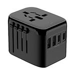 Universal International Power Travel Plug Adapter, 5 in 1 European Travel Plug Adapter W/ 3.5A 2xUSB-A and 2xUSB C Wall Charger and Worldwide AC Outlet for Europe USA UK AUS Asia