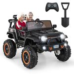 COSTWAY 24V Kids Ride on Truck, 2-Seater Battery-powered Ride On Car with Remote Control, Music, MP3, USB, 4 Motors Electric Vehicle Jeep for Boys Girls (Black)