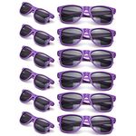 12 Pack Neon Colors Sunglasses Classic Retro Party Favors Sunglasses for Unisex Adult (Purple)