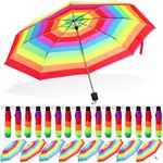 Silkfly 24 Pcs Rainbow Umbrella Bulk Compact Portable Tri Fold Collapsible Pride Umbrella for Adult Travel Rain Windproof(Bright Color)