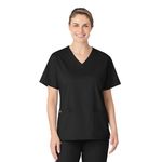 WonderWink Women's Wonderwork V-Neck Scrub Top, Black, Medium