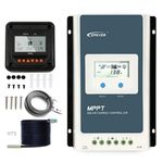 EPEVER 40A MPPT Solar Charge Controller 12V 24V Auto, Negative Grounded MPPT Controller Solar Regulator with LCD Display for Gel Sealed Flooded Lithium Battery(Tracer4210AN+Remote Meter MT50+TS-R)