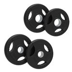 Body Revolution Olympic Weight Plates - Rubber Tri-Grip Barbell Weight Sets for Lifting and Strength Training - Gym Equipment for Women and Men - Black, Set - 25kg (2x2.5+ 2x10kg)