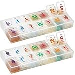 Large Weekly Pill Organizer - (2 Pack) AM PM Pill Box - XL 7 Day Pill Organizer 2 Times A Day and Daily Pill Organizer Case for Medication, Pills, Supplements with Braille, Bright, Easy to Read