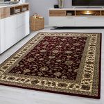 PHP Rugs Living Room Large 160x230 cm - Super Soft Geometrical Pattern Low Profile Thick Traditional Oriental Rug for Bedroom, 0210 Red Rug Large