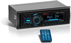 BOSS Audio Systems MR1308UABK Single Din, Bluetooth, MP3 WMA USB SD AM FM Weather-Proof Marine Stereo, - - no CD DVD, Detachable Front Panel, Wireless Remote , Black , 8.75" x 3.83" x 8.25"