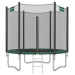 SONGMICS Trampoline 8 ft, 244 cm Dia. Kids Trampoline with Enclosure Net, Safety Pad, Ladder, 180 cm High Straight Pole, Steel Frame, TÜV Rheinland GS Certificate, Dark Green STR081C01