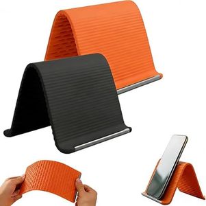 AULCTR 2026 Upgrade Portable Foldable Silicone Phone Holder, Universal Flexible Silicone Aluminum Phone Holder Stand, Premium Ergonomic Adjustable Anti-Slip Stand for Phone Tablet Laptop (2, #2Color)