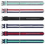 6-piece multi-color four-size nylon strap washable watch band for men and women (12mm 16mm 18mm 20mm), Style2-silver buckle, 12mm, Ladies mesh belt