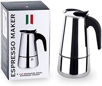 R RUNILEX Stainless Steel Espresso Maker Stovetop Coffee Percolator Italian Coffee Maker Moka Pot (Silver) (300 ml - 6 Cup)