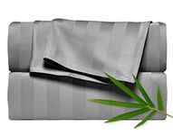 Pure Bamboo Sheets California King Size Bed Sheets 4 Piece Set, Genuine 100% Organic Bamboo, Soft & Cooling, Double Stitching, Deep Pockets, Lifetime Quality Promise (California King, Jacquard Stone)