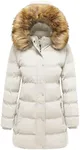 WenVen Women's Winter Puffer Coat Thickened Parka Jacket with Fur Hooded (Beige, XL)