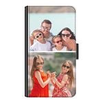 Personalised Phone Case For Apple iPhone 15, 14, Pro, Max, Mini, Plus 13, 12, 11, X, XS, XR, SE Phone, Custom Photo Collage, Image on Leather Side Flip Wallet Phone Case, Phone Cover - Two Images