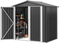 DWVO 6x4ft Metal Outdoor Storage Shed, Large Heavy Duty Tool Sheds with Lockable Doors & Air Vent for Backyard Patio Lawn to Store Bikes, Tools, Lawnmowers,Dark Gray