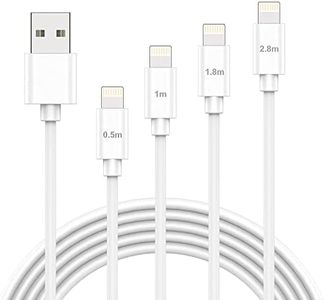 Sundix for iPhone Charger Cable Cord, [MFi Certified] Lightning Cable 4Pack 0.5/1/1.8/2.8M iPhone Charger Cables Fast Charging Data Transfer Cords for iPhone 14/13/12/Pro Max /11/XS/Max/XR/X/8