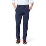 Dockers Men's Slim Fit Signature Khaki Lux Cotton Stretch Pants, Navy, 34W x 30L