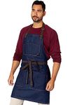 Under NY Sky Chef Apron - Professional Blue Denim - Cotton Straps - Smart Pockets - Adjustable for Men and Women - Pro Chef, Cook, Kitchen, Baker, Barista, Bartender, Server Aprons