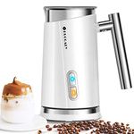 Huogary Milk Frother, Milk Steamer for Milk Foam & Hot Milk(4.5oz/10.5oz), Electric Milk Frother and Warmer for Homemade Coffee, 120V (White)