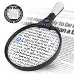 Magnifying Glass with Light, 5.5inch Extra Large Magnifier with 3Led Lights for Seniors, Reading, Macular Degeneration, Exploring, Coins (Black)